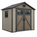 Gartenhaus 183 x 122 x 201 cm Kunststoff Braun Grau mit Doppeltür und Fenstern