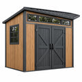 Gartenhaus 200 x 150 x 210 cm in Holzoptik Braun Schwarz mit Doppeltür und Pultdach
