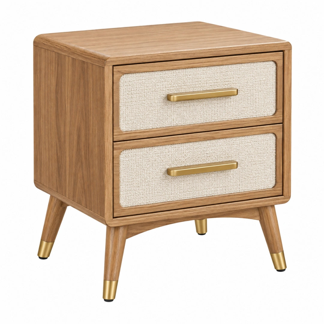 Nachttisch 45 x 40 x 60 cm Holz Natur mit 2 Schubladen Retro