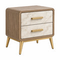 Nachttisch 50 x 40 x 55 cm Holzwerkstoff Weiß Gold mit 2 Schubladen