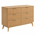 Schubladenkommode 120 x 40 x 85 cm in Eichenoptik mit geriffelter Front und Metallgriffen