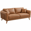 Zweisitzer-Sofa 180 x 85 x 82 cm braunes Leder mit Holzgestell für Wohnzimmer im Mid-Century-Stil