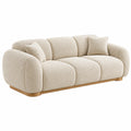 3-Sitzer Sofa 230 x 100 x 78 cm Creme Textilbezug in Bouclé-Optik mit Holzsockel