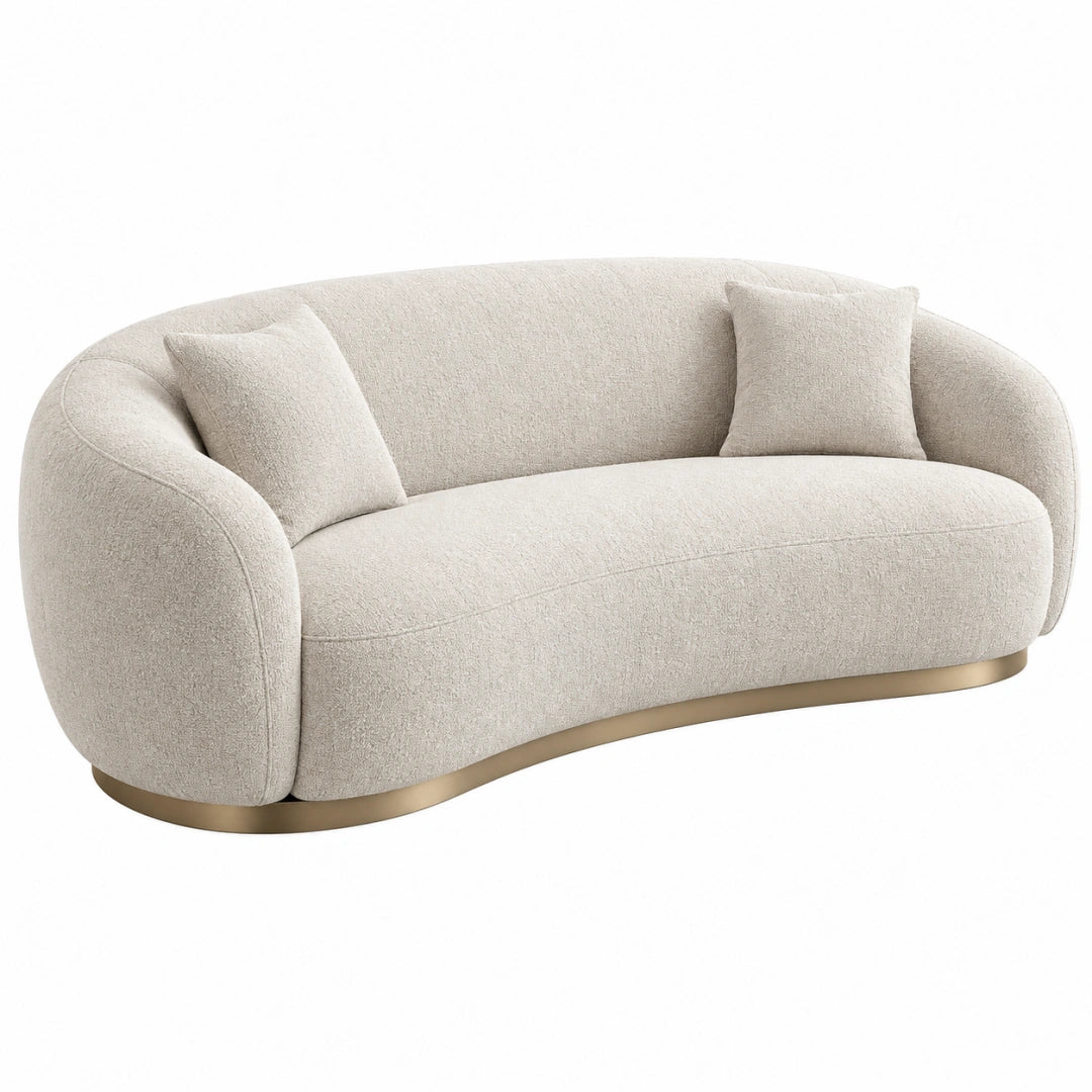 2-Sitzer Sofa 190 x 92 x 78 cm Beige Boucléstoff mit Metallfuß - Modernes Wohnzimmer Sofa