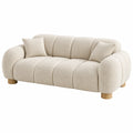 3-Sitzer Sofa 228 cm Creme Bouclé-Stoff mit Holzfüßen modern
