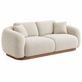 2-Sitzer Sofa 220 x 100 x 78 cm aus Bouclé-Stoff Beige mit Holzsockel im organischen Stil