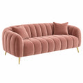 2-Sitzer-Sofa 180 cm Rosa Samt mit Metallfüßen - Gepolstertes Retro-Sofa
