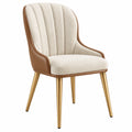 Polsterstuhl 62 x 65 x 88 cm in Beige Braun Gold mit Bouclébezug Kunstleder und Metallbeinen