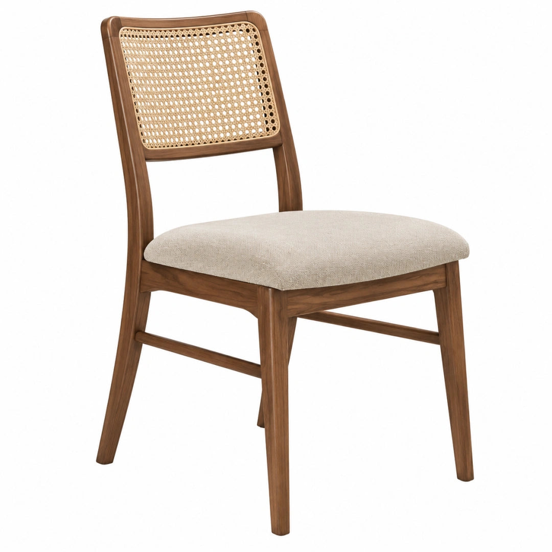 Esszimmerstuhl 50 x 55 x 83 cm Holz Braun mit Rattanlehne und gepolsterter Sitzfläche
