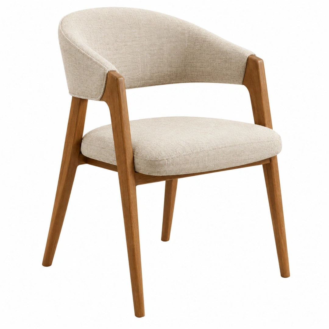 Esszimmerstuhl 58 x 60 x 78 cm Holz Beige gepolstert mit Armlehnen