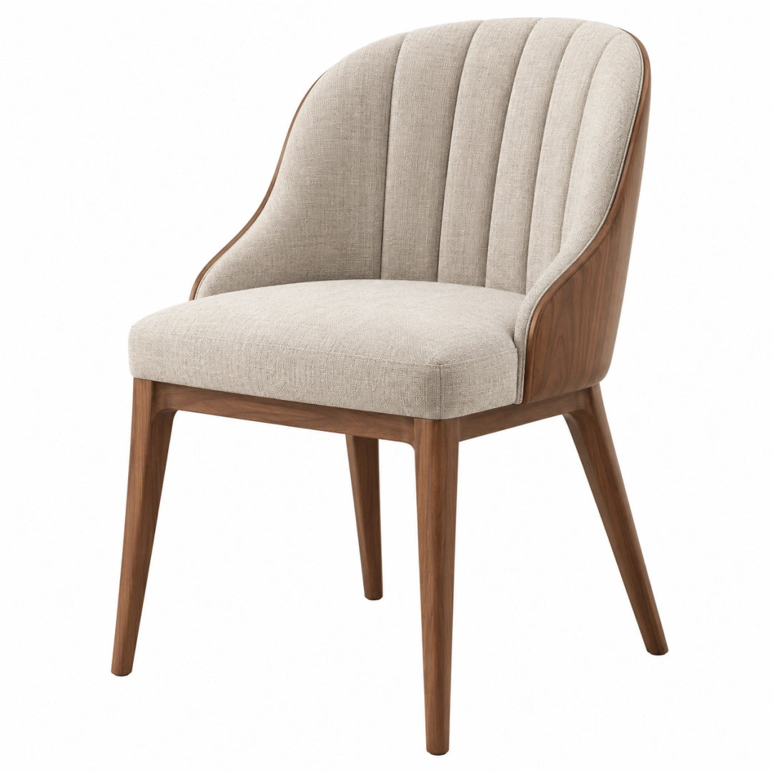 Polsterstuhl 58 x 61 x 84 cm Beige Holz Textilbezug mit Armlehnen