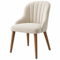 Esszimmerstuhl 58 x 63 x 83 cm Bouclé Beige mit Holzbeinen gepolstert
