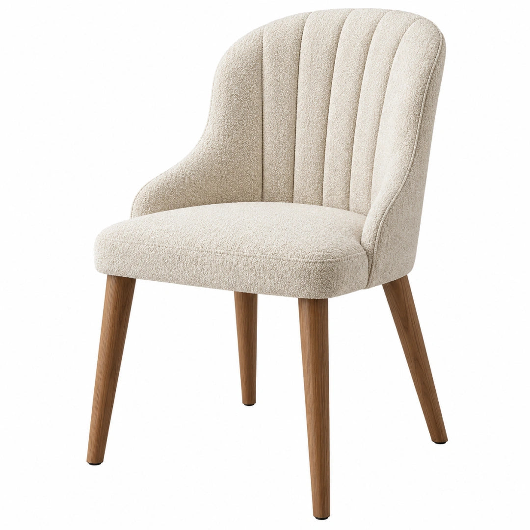 Esszimmerstuhl 58 x 63 x 83 cm Bouclé Beige mit Holzbeinen gepolstert